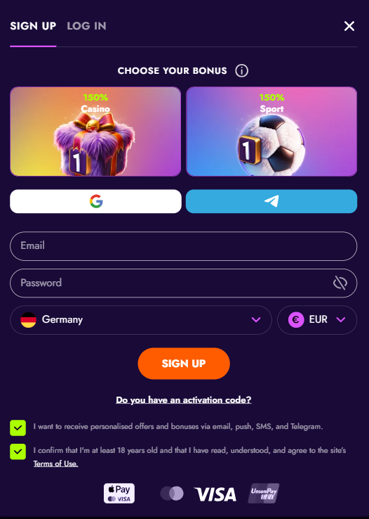 Registrierung und Irwin Casino Login 